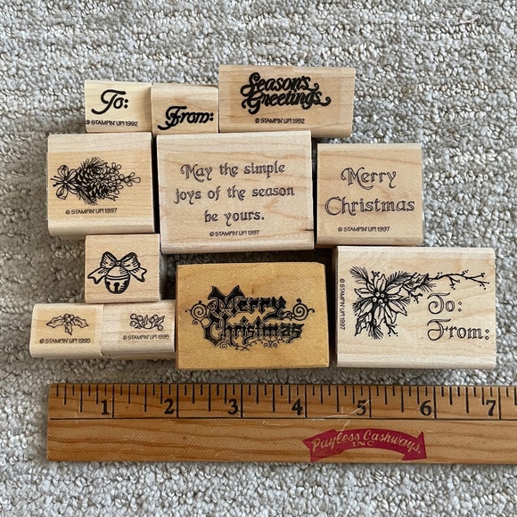 Lot of 11 Christmas Themed Rubber Stamps, Christmas stamps, Christmas Stamping - Picture 1 of 2
